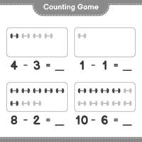 Count and match, count the number of Dumbbell and match with the right numbers. Educational children game, printable worksheet, vector illustration