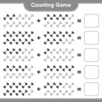 Count and match, count the number of Dumbbell and match with the right numbers. Educational children game, printable worksheet, vector illustration