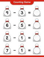 Count and match, count the number of Shuttlecock and match with the right numbers. Educational children game, printable worksheet, vector illustration