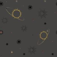 Doodle  dark astronomical pattern for fabric design. Space pattern vector