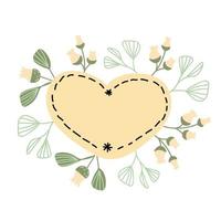 Yellow heart frame in vintage style on white background. vector