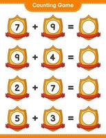 Count and match, count the number of Trophy and match with the right numbers. Educational children game, printable worksheet, vector illustration