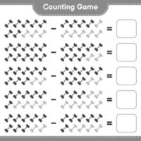 Count and match, count the number of Dumbbell and match with the right numbers. Educational children game, printable worksheet, vector illustration