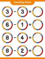 Count and match, count the number of Volleyball and match with the right numbers. Educational children game, printable worksheet, vector illustration