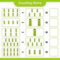 Count and match, count the number of Sport Water Bottle and match with the right numbers. Educational children game, printable worksheet, vector illustration