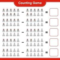 Count and match, count the number of Shuttlecock and match with the right numbers. Educational children game, printable worksheet, vector illustration