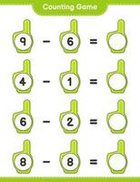 Count and match, count the number of Foam Finger and match with the right numbers. Educational children game, printable worksheet, vector illustration