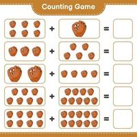 Count and match, count the number of Baseball Glove and match with the right numbers. Educational children game, printable worksheet, vector illustration