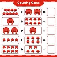 Count and match, count the number of Boxing Helmet and match with the right numbers. Educational children game, printable worksheet, vector illustration