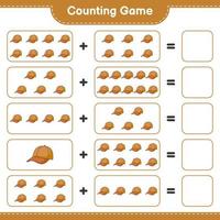 Count and match, count the number of Cap Hat and match with the right numbers. Educational children game, printable worksheet, vector illustration