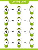 Count and match, count the number of Sport Water Bottle and match with the right numbers. Educational children game, printable worksheet, vector illustration