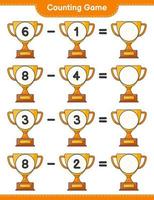 Count and match, count the number of Trophy and match with the right numbers. Educational children game, printable worksheet, vector illustration