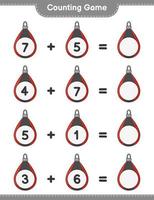 Count and match, count the number of Punching Bag and match with the right numbers. Educational children game, printable worksheet, vector illustration