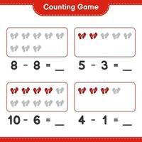 Count and match, count the number of Goalkeeper Gloves and match with the right numbers. Educational children game, printable worksheet, vector illustration