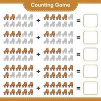 Count and match, count the number of Roller Skate and match with the right numbers. Educational children game, printable worksheet, vector illustration