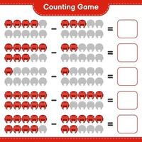 Count and match, count the number of Boxing Helmet and match with the right numbers. Educational children game, printable worksheet, vector illustration