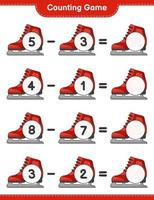 Count and match, count the number of Ice Skates and match with the right numbers. Educational children game, printable worksheet, vector illustration