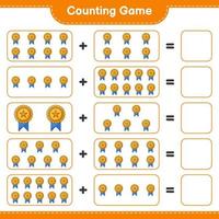 Count and match, count the number of Trophy and match with the right numbers. Educational children game, printable worksheet, vector illustration