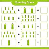 Count and match, count the number of Sport Water Bottle and match with the right numbers. Educational children game, printable worksheet, vector illustration