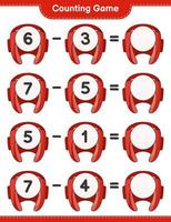 Count and match, count the number of Boxing Helmet and match with the right numbers. Educational children game, printable worksheet, vector illustration