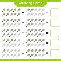 Count and match, count the number of Tennis Racket and match with the right numbers. Educational children game, printable worksheet, vector illustration