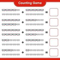 Count and match, count the number of Goggle and match with the right numbers. Educational children game, printable worksheet, vector illustration