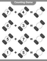 Count and match, count the number of Dumbbell and match with the right numbers. Educational children game, printable worksheet, vector illustration