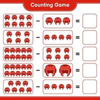 Count and match, count the number of Boxing Helmet and match with the right numbers. Educational children game, printable worksheet, vector illustration