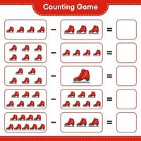 Count and match, count the number of Ice Skates and match with the right numbers. Educational children game, printable worksheet, vector illustration