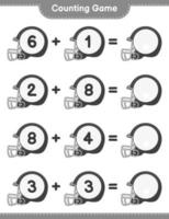 Count and match, count the number of Football Helmet and match with the right numbers. Educational children game, printable worksheet, vector illustration
