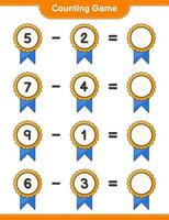 Count and match, count the number of Trophy and match with the right numbers. Educational children game, printable worksheet, vector illustration