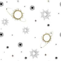 Doodle astronomical pattern for fabric design. Space pattern vector