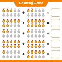 Count and match, count the number of Trophy and match with the right numbers. Educational children game, printable worksheet, vector illustration