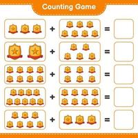 Count and match, count the number of Trophy and match with the right numbers. Educational children game, printable worksheet, vector illustration