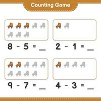 Count and match, count the number of Roller Skate and match with the right numbers. Educational children game, printable worksheet, vector illustration