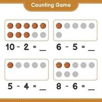 Count and match, count the number of Basketball and match with the right numbers. Educational children game, printable worksheet, vector illustration