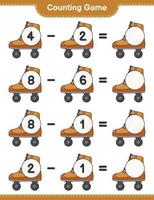 Count and match, count the number of Roller Skate and match with the right numbers. Educational children game, printable worksheet, vector illustration