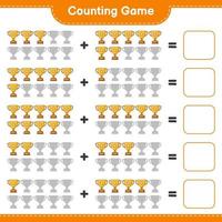 Count and match, count the number of Trophy and match with the right numbers. Educational children game, printable worksheet, vector illustration