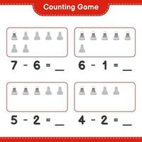 Count and match, count the number of Shuttlecock and match with the right numbers. Educational children game, printable worksheet, vector illustration