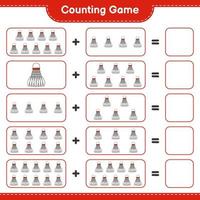 Count and match, count the number of Shuttlecock and match with the right numbers. Educational children game, printable worksheet, vector illustration