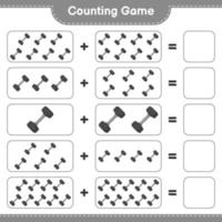 Count and match, count the number of Dumbbell and match with the right numbers. Educational children game, printable worksheet, vector illustration