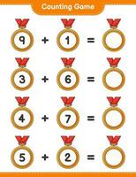 Count and match, count the number of Trophy and match with the right numbers. Educational children game, printable worksheet, vector illustration