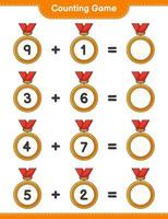 Count and match, count the number of Trophy and match with the right numbers. Educational children game, printable worksheet, vector illustration