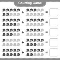 Count and match, count the number of Football Helmet and match with the right numbers. Educational children game, printable worksheet, vector illustration