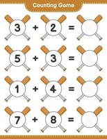 Count and match, count the number of Baseball Bat and match with the right numbers. Educational children game, printable worksheet, vector illustration