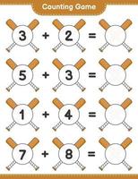 Count and match, count the number of Baseball Bat and match with the right numbers. Educational children game, printable worksheet, vector illustration