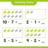 Count and match, count the number of Tennis Ball and match with the right numbers. Educational children game, printable worksheet, vector illustration