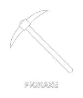 Pickaxe tracing worksheet for kids vector