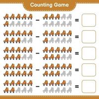 Count and match, count the number of Roller Skate and match with the right numbers. Educational children game, printable worksheet, vector illustration