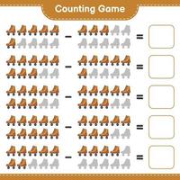 Count and match, count the number of Roller Skate and match with the right numbers. Educational children game, printable worksheet, vector illustration